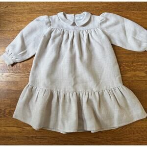 Coco Blanc Girls' Collared Beige Dress Size 6